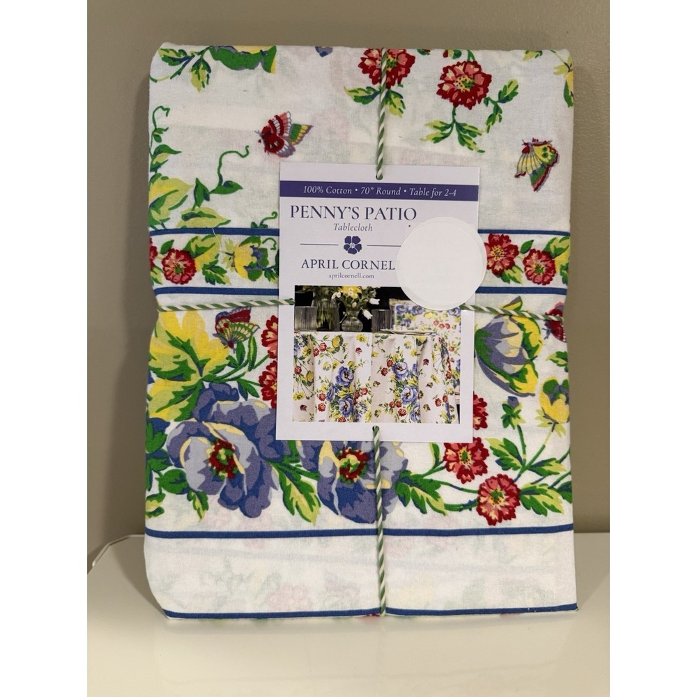 BEAUTIFUL NEW!  April Cornell Tablecloth 70" ROUND PENNY'S PATIO 4-6